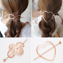 Fashion simple geometric metal love stars round hairpin insert comb hairpin hairpin hair comb hair accessories 2024 - buy cheap