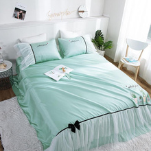 Summer Cold sleeping mat Embroidered thin bedspread White gauze skirt Luxury Lace Luster Bed Sheet Pillowcases 3pcs 2024 - buy cheap