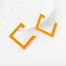 Nova moda simples resina geométrica grande quadrado brincos para as mulheres amarelo acrílico brincos pendientes jóias presente 2024 - compre barato