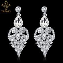 TREAZY Fashion Teardrop Heart Shape Crystal Wedding Earrings for Women Silver Color Bridal Drop Earrings Prom Wedding Jewelry 2024 - buy cheap