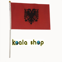 Bandeira nacionais albânia 14*21cm, bandeiras onduladas à mão 100 com extensão de bandeira de plástico em poliéster 2024 - compre barato