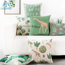 Verde decorativo lance fronha planta flor praça capa de almofada decorativa lance fronha almofadas 45x45cm 2024 - compre barato