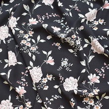 145x100cm Imported Black Small Floral Print Soft Chiffon Fabric for Women Wedding Dress Shirt scarf Sewing Cloth Upholstery 2024 - buy cheap