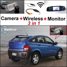 3 in1 Special Rear View Camera + Wireless Receiver + Mirror Monitor Back Up Parking System For SSangYong Actyon Tradie Korando 2024 - buy cheap