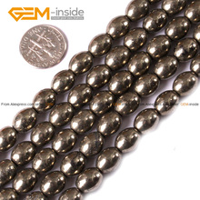 Natural Olivary Silver plated Gray Pyrite Beads For Jewelry Making 4-10mm 15inches DIY Jewellery Gem-inside 2024 - buy cheap