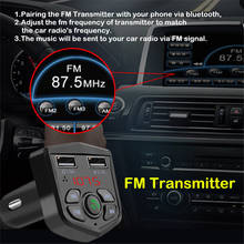 2020 Bluetooth 5.0 Handsfree Car Kit FM Transmitter 3.1A Quick Charger LCD Digital Voltmeter TF Card U Dual USB disk AUX Player 2024 - buy cheap