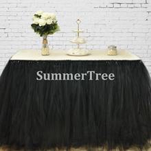 Black 100cm Tulle Table Skirt Wonderland Table Tutu Skirting Wedding Birthday Baby Shower Home Banquet Party Decoration 2024 - buy cheap