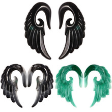 2PCS Acrylic Angel Wing Ear Gauges Spiral Ear Plugs And Flesh Tunnels Piercing Stretchers Expander Piercing Oreja Mujer Jewelry 2024 - buy cheap