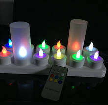 12pcs/set Remote Controlled Rechargeable Tea Light LED Candles frosted Flameless color Changing lamp f/Party Wedding-Multicolor 2024 - buy cheap