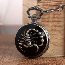 Reloj de bolsillo clásico de Spider Scorpion para hombre y mujer, cronógrafo Steampunk, con collar de Punisher, de cuarzo, de bolsillo, negro 2024 - compra barato