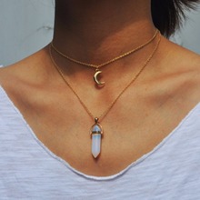 Collar de piedra Natural para mujer, colgante de cristal de piedra de color dorado a la moda, óv, #229163 2024 - compra barato