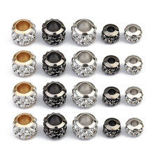 LINSOIR 20pcs/lot 7*5/9*7mm Rhinestone Crystal Shambhala Ball Beads Gold Silver Color Big Hole Spacer Beads for Jewelry Making 2024 - buy cheap