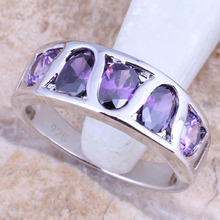 Elegant Purple Cubic Zirconia Silver Plated  Grade Ring Size 6 / 7 / 8 / 9 R1616 2024 - buy cheap