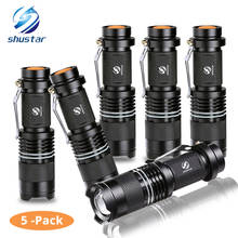 5 Pack Mini powerful led flashlight   Q5 2000 Lumens torch with luminous ring zoomable flashlight 3 modes led torch use AA 2024 - buy cheap