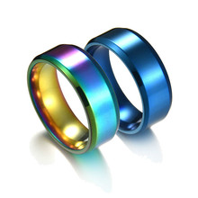 Fashion Simple Glossy Mirror Stainless Steel Rings for Women Men Gold Blue Rainbow Wedding Ring Jewelry Anneau Halka Size 5-13 2024 - buy cheap