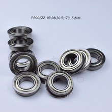 Rolamento de flange f6902zz 15*28(30.5)* 7(1.5) mm, 10 peças, rolamentos de flange de aço cromado 6902 f6902z f6902zz 2024 - compre barato