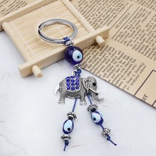Good Wishes Elephant Keychain Lucky Turkish Keyring Evil Eye Bead Jewelry Fashion Keychain 2024 - buy cheap