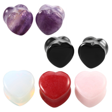 10pcs/lot Heart Shape Stone Saddle Plug Piercing Mixed Colors Ear Flesh Gauges Expander Stretcher Piercing For Unisex Jewelry 2024 - buy cheap