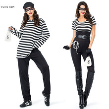 New Halloween prisoner Costumes Adult Lover's clothes Woman Man Criminal Cosplay Carnival Purim Masquerade Nightclub party dress 2024 - buy cheap