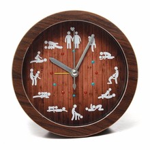 Novelty Home Funny Decoration Wooden Wall Color Sex Clock Circular Alarm 12 Kinds Sexy Gestures Positions Living Room 2019 2024 - buy cheap