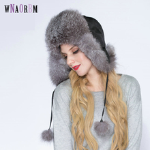 New genuine winter fox fur hat ladies 100% real fox fox fur hat quality warm Russian real  Fox fur hat 2024 - buy cheap