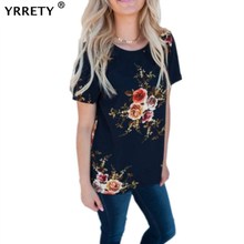 YRRETY Summer Office Flower Print Chiffon Blouse Women Short Sleeve Shirt Casual Tops Style Blouses Shirts Female Plus Size XXXL 2024 - buy cheap