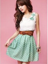 Free Shipping  2015 spring summer new Sweetsexy women lace vest dress - green(no belt)#10368 2024 - купить недорого