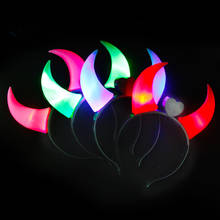 Funny LED Light Ox Horn Hair Neon Glow In Dark Hair Hoop Headband Headwear Accessories Striking Concert Props Decor Flashing Toy 2024 - buy cheap