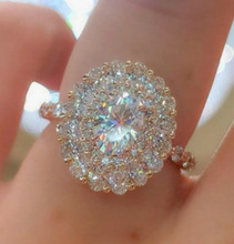 Anel de pedra de zircônia branca, feminino luxuoso, cristal, moda, joia de casamento, joia, compromisso, anéis de noivado para mulheres 2024 - compre barato
