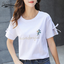 Casual Summer Ladies Shirt Korean Fashion Clothing Loose Short Sleeve O-neck Shirt Tops Cotton Shirt Embroidery Tops 4848 50 2024 - compre barato