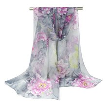 new fashion gradient flowers scarf women silk chiffon shawl thin long soft shawls and printing polyester scarves wholesale 2024 - buy cheap