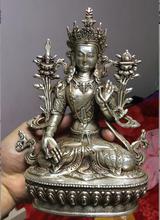 ZSR 8 inches Tibet silver copper Buddha statue white tara Tibetan Buddhism 2024 - buy cheap