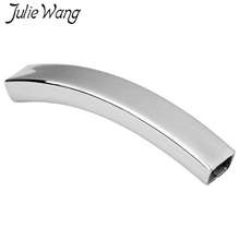 Julie Wang 5pcs Silver Curved Arcuated Tube Beads Stainless Steel Tube Connectors For Cord Necklace Bracelet Jewelry Making 2024 - buy cheap