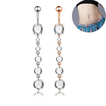 New Rose Gold Surgical Steel Dangle Navel Rings High Quality Navel Bars Fashion Belly Button Ring Piercing Body Jewelry 2024 - buy cheap