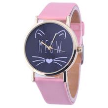 Lovely Cartoon Cat Watches Women Ladies Casual PU Leather Band Analog Quartz Vogue Wrist Watches relogio feminino &Ff 2024 - buy cheap