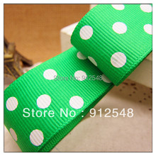 1 "(25mm) bolinhas de fita de gorgorão impresso fita verde com pontos brancos, diy hairbow acessórios, zyd008 2024 - compre barato
