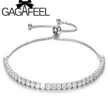 GAGAFEEL 925 Silver Jewelry AAA Cubic Zirconia Tennis Bracelets Bangles Adjustable Link Chain Bracelet White Birthstone Gifts 2024 - купить недорого
