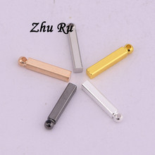 ZHU RU 20pcs/lot 12*2mm Long cubes Round hole head Strip Bridge pier Column shape Handmade DIY Clothes bag shoe jewelry Findings 2024 - buy cheap