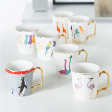 Taza de café de cerámica de animales dorados, flamenco, gato, pingüino, hueso, desayuno, leche, agua, pareja, regalos creativos de cumpleaños 2024 - compra barato