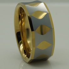 Anillo de boda de tungsteno chapado en oro, 9mm, 2 tonos, alta tecnología, a prueba de arañazos 2024 - compra barato