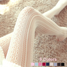 9 Colors Women Sexy Pantyhose Fishnet Collant Femme Hollow Out Lace Vertical Strips Tights Women Sexy Stockings Pantyhose 2024 - buy cheap