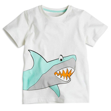 2018 футболка для маленьких мальчиков и девочек, летние детские топы, одежда, милая креативная Детская футболка с рисунком акулы 2024 - купить недорого