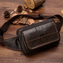 Genuine Leather waist bag for male belt bag men fanny pack men's leather waist pack bag man phone pouch small travel bag 2024 - buy cheap