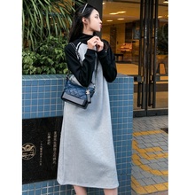 Vestido longo, harajuku, feminino, de lã grosso, com gola alta, noite, moda urbana, coreana 2024 - compre barato