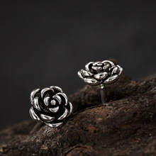 Fashion 100% real 925 sterling silver stud earrings for women pure S925 silver rose flower earing jewelry accessories 2024 - buy cheap