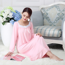 Spring Autumn Cotton Modal Nightdress Nightgown For Women Long Sleeve Loose White Princess Home Wear Sleepwear Sleepdress 2024 - buy cheap