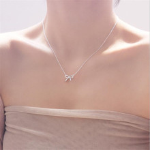 New Simple Female Fashion Jewelry 925 Sterling Silver Personality Cute Bow Sweet Bowknot Women Gift  Pendant Necklaces N126 2024 - buy cheap