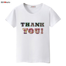 bgtomato Floral letter THANK YOU t shirt women real 3Dlovely summer symbol letter shirt Brand good quality tops 2024 - buy cheap