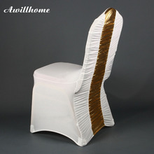 shipping free  50pcs  elegant spandex chair covers with gold back  ruffle chair cover spandex  for wedding decor 2024 - buy cheap