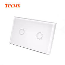 TUCLI US Touch switch standard, 110-240v 2gang 1 led light switch contact light switch waterproof toughened glass white black 2024 - buy cheap
